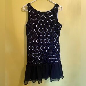 SL Fashions Dress Women’s 8 Black Tan Sleeveless Layered Ruffle Bottom